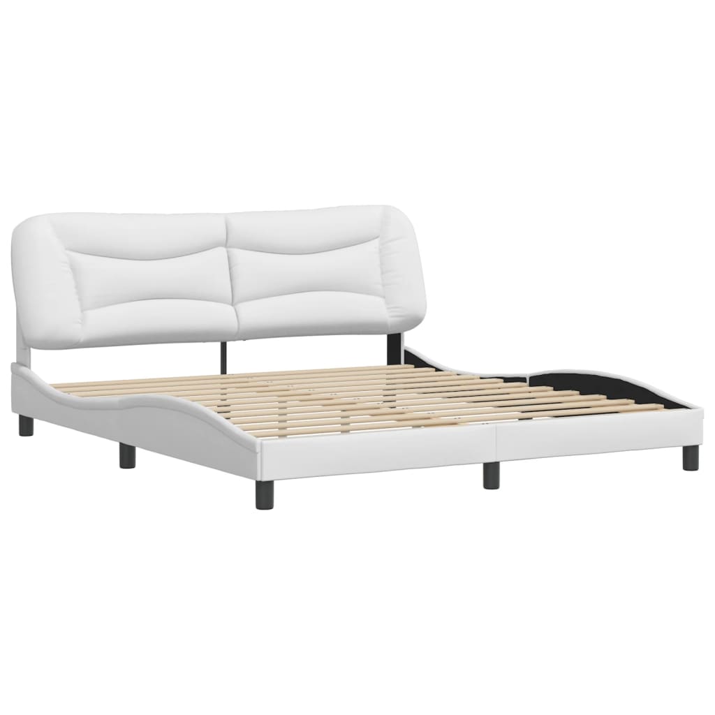 vidaXL Estructura de cama sin colchón cuero sintético blanco 180x200cm