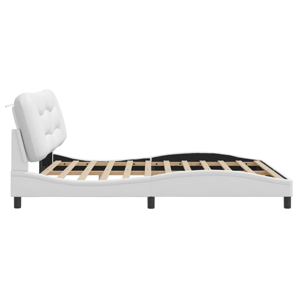 vidaXL Estructura de cama sin colchón cuero sintético blanco 180x200cm