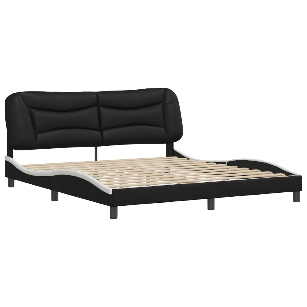 vidaXL Estructura de cama con cabecero cuero sintético negro y blanco