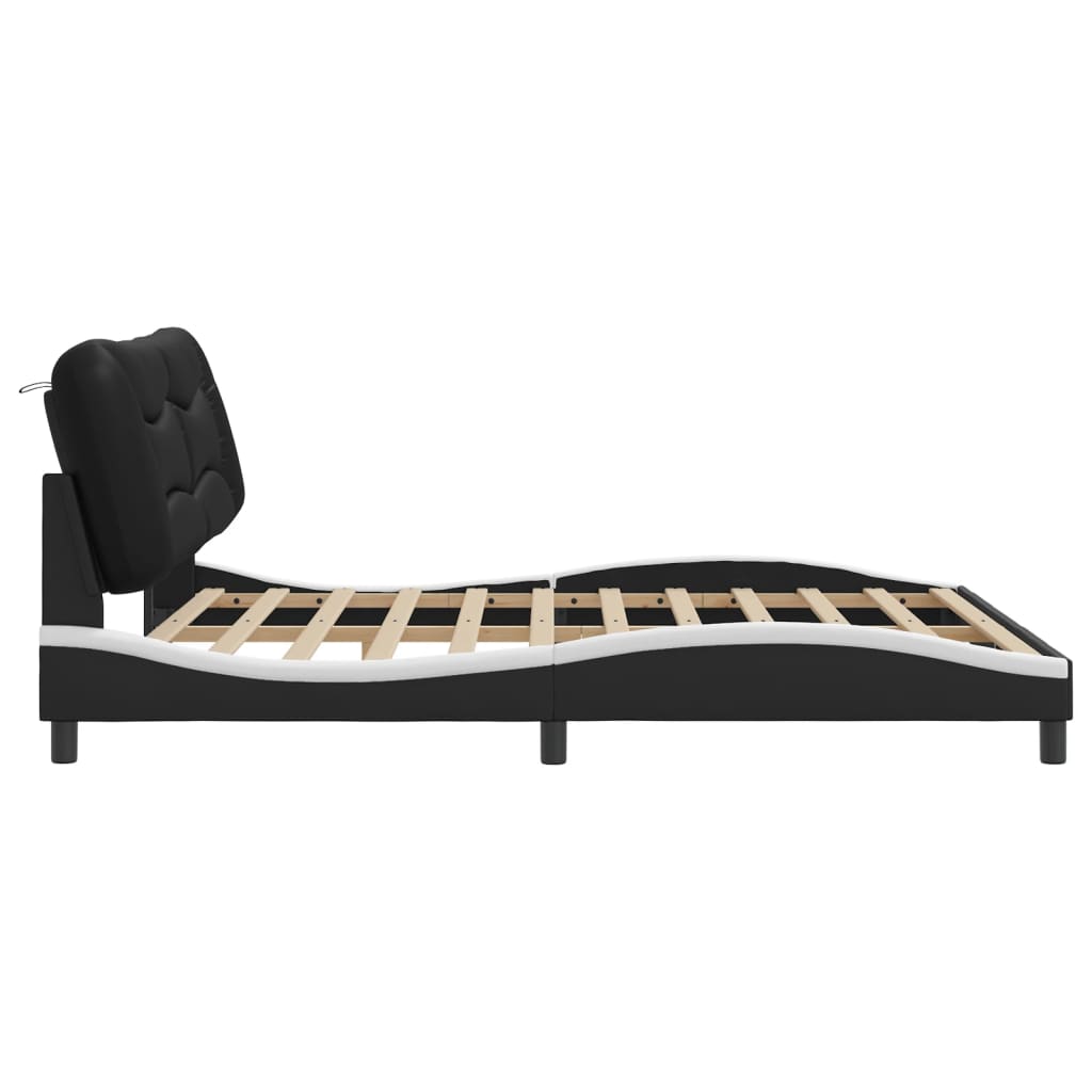 vidaXL Estructura de cama con cabecero cuero sintético negro y blanco