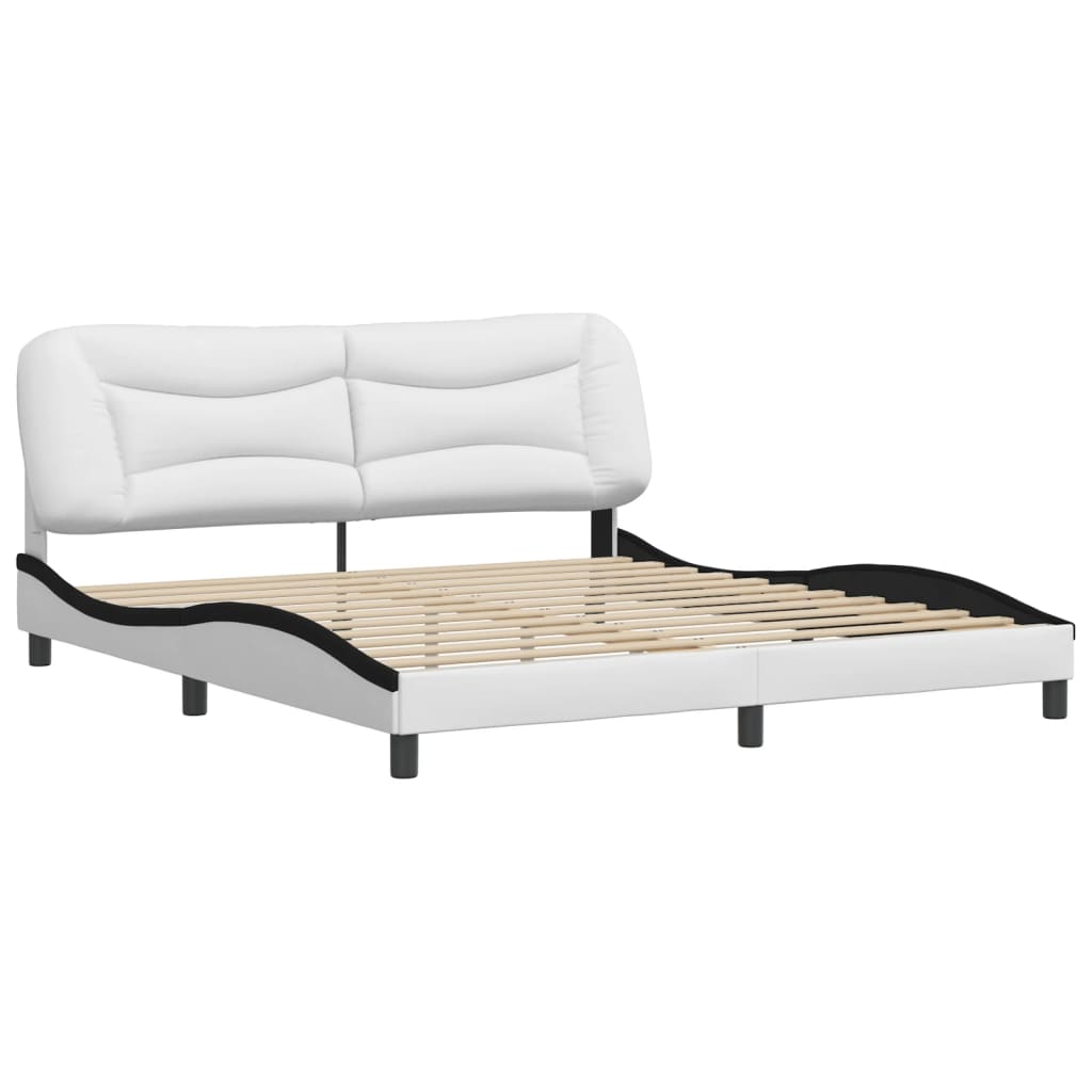 vidaXL Estructura de cama con cabecero cuero sintético blanco y negro