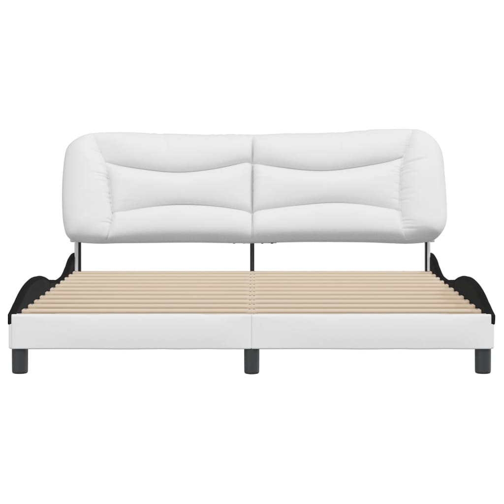 vidaXL Estructura de cama con cabecero cuero sintético blanco y negro