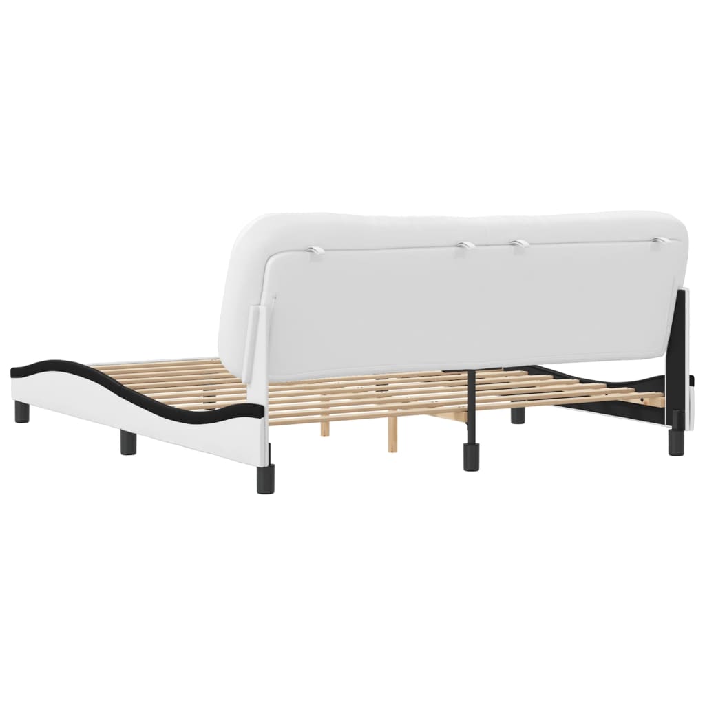 vidaXL Estructura de cama con cabecero cuero sintético blanco y negro