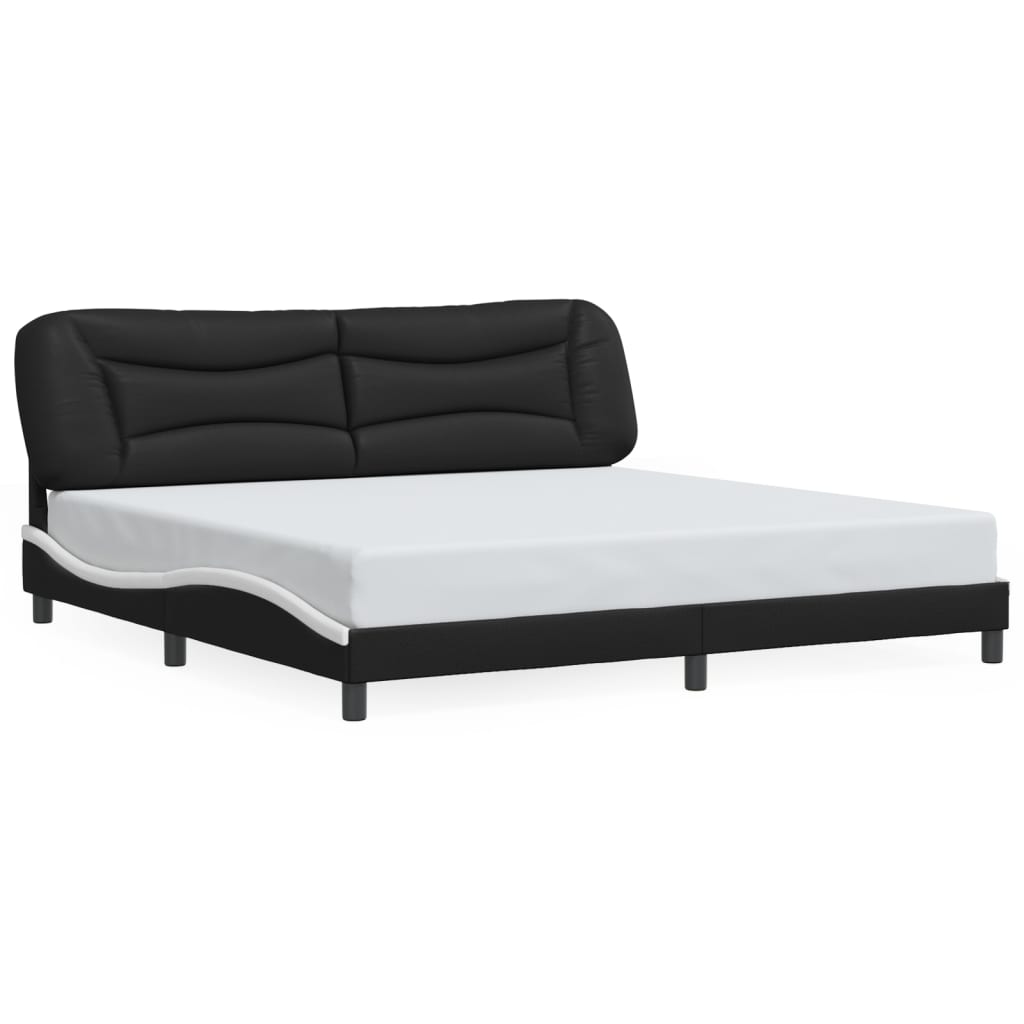 vidaXL Cama sin colchón cuero sintético negro blanco 200x200 cm