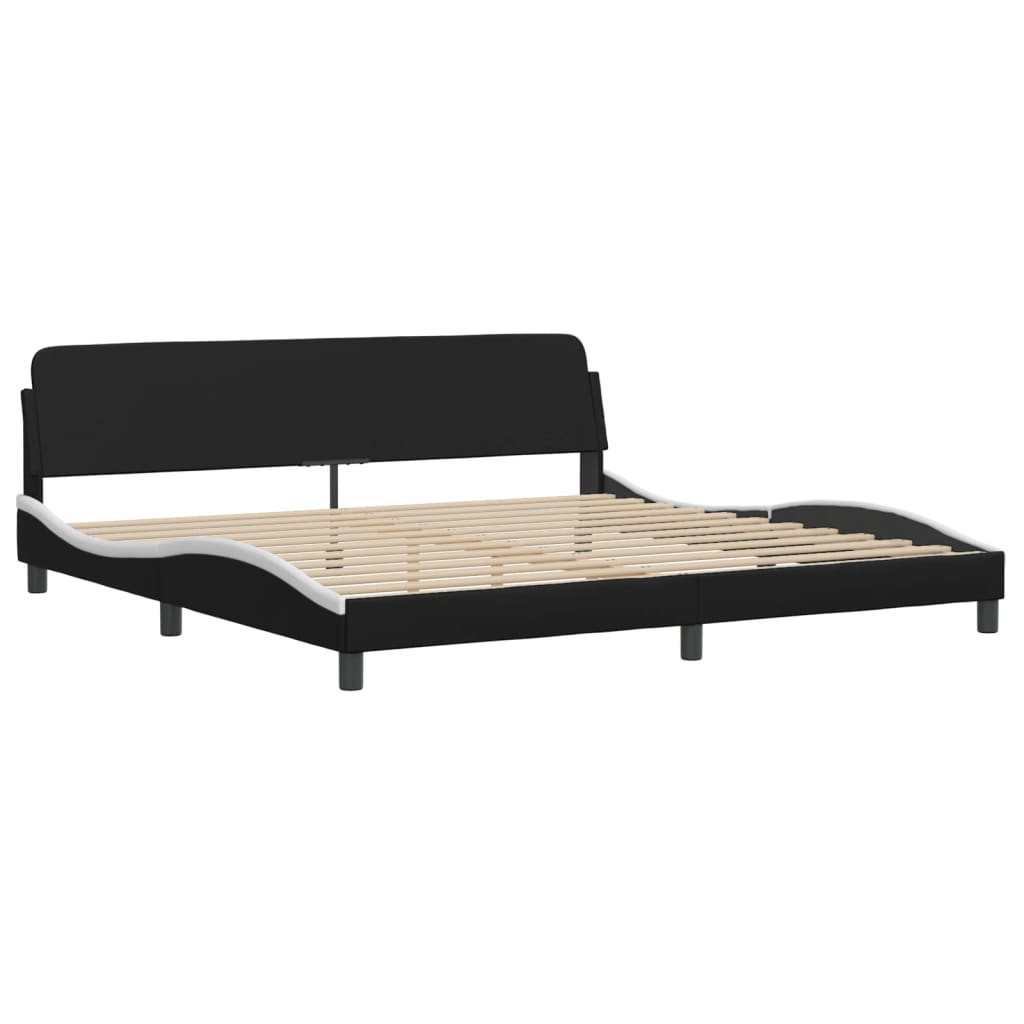 vidaXL Cama sin colchón cuero sintético negro blanco 200x200 cm