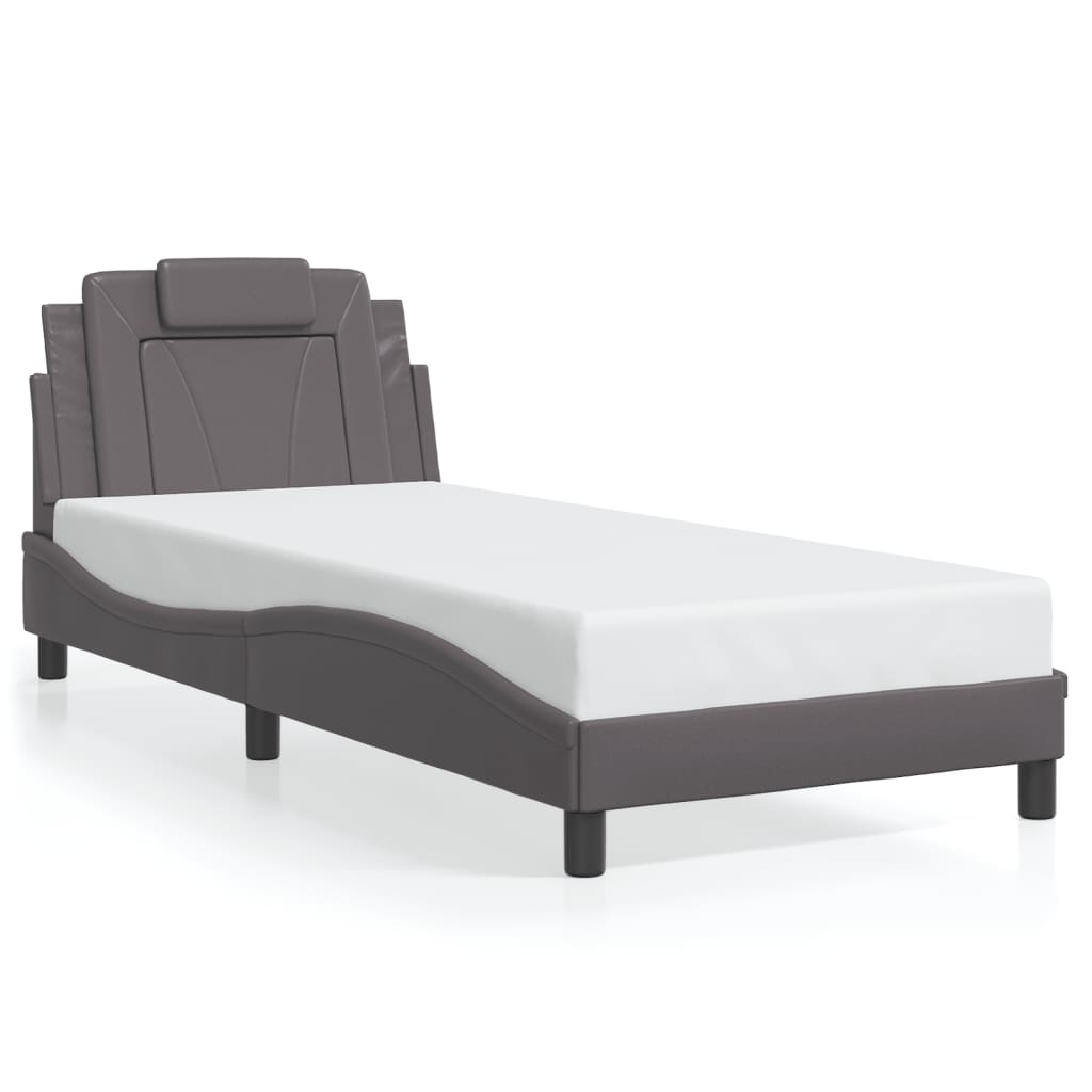 vidaXL Estructura de cama sin colchón cuero sintético gris 80x200 cm