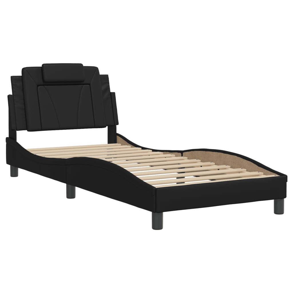 vidaXL Estructura de cama sin colchón cuero sintético negro 90x190 cm