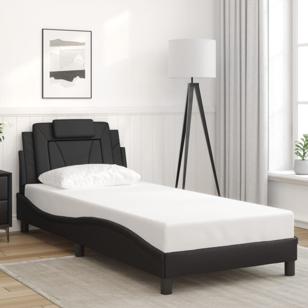 vidaXL Estructura de cama sin colchón cuero sintético negro 90x190 cm