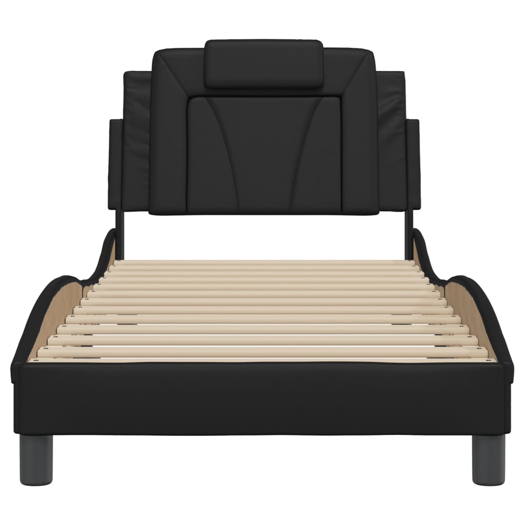 vidaXL Estructura de cama sin colchón cuero sintético negro 90x190 cm