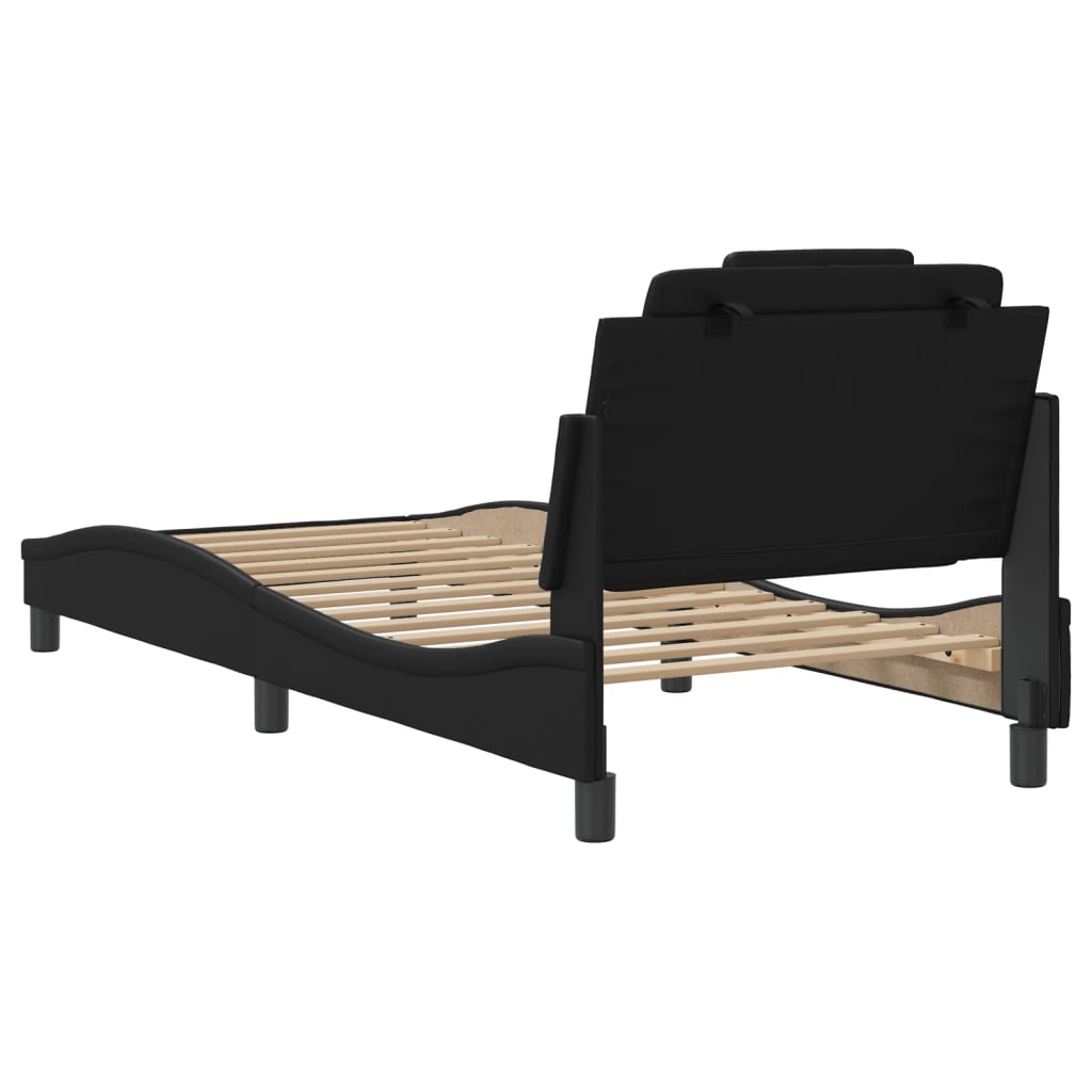 vidaXL Estructura de cama sin colchón cuero sintético negro 90x190 cm