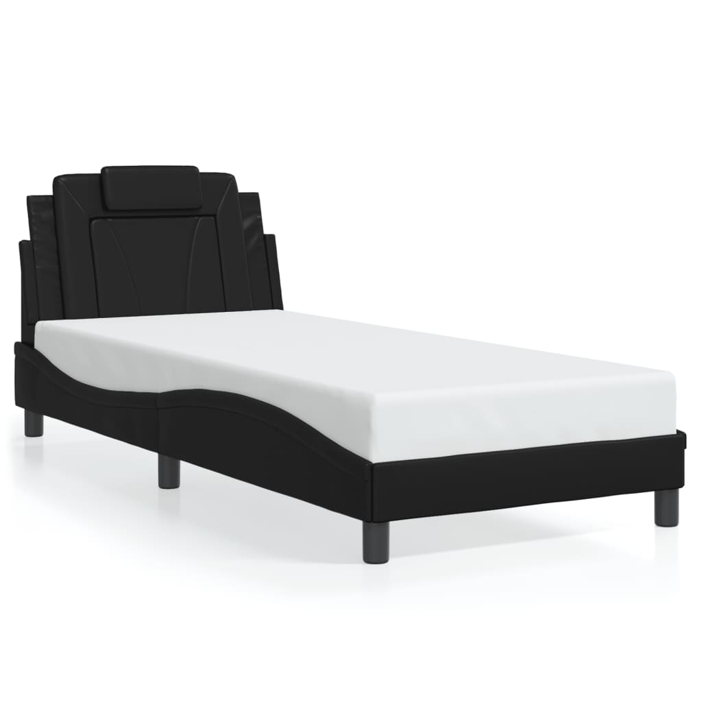 vidaXL Estructura de cama sin colchón cuero sintético negro 90x190 cm