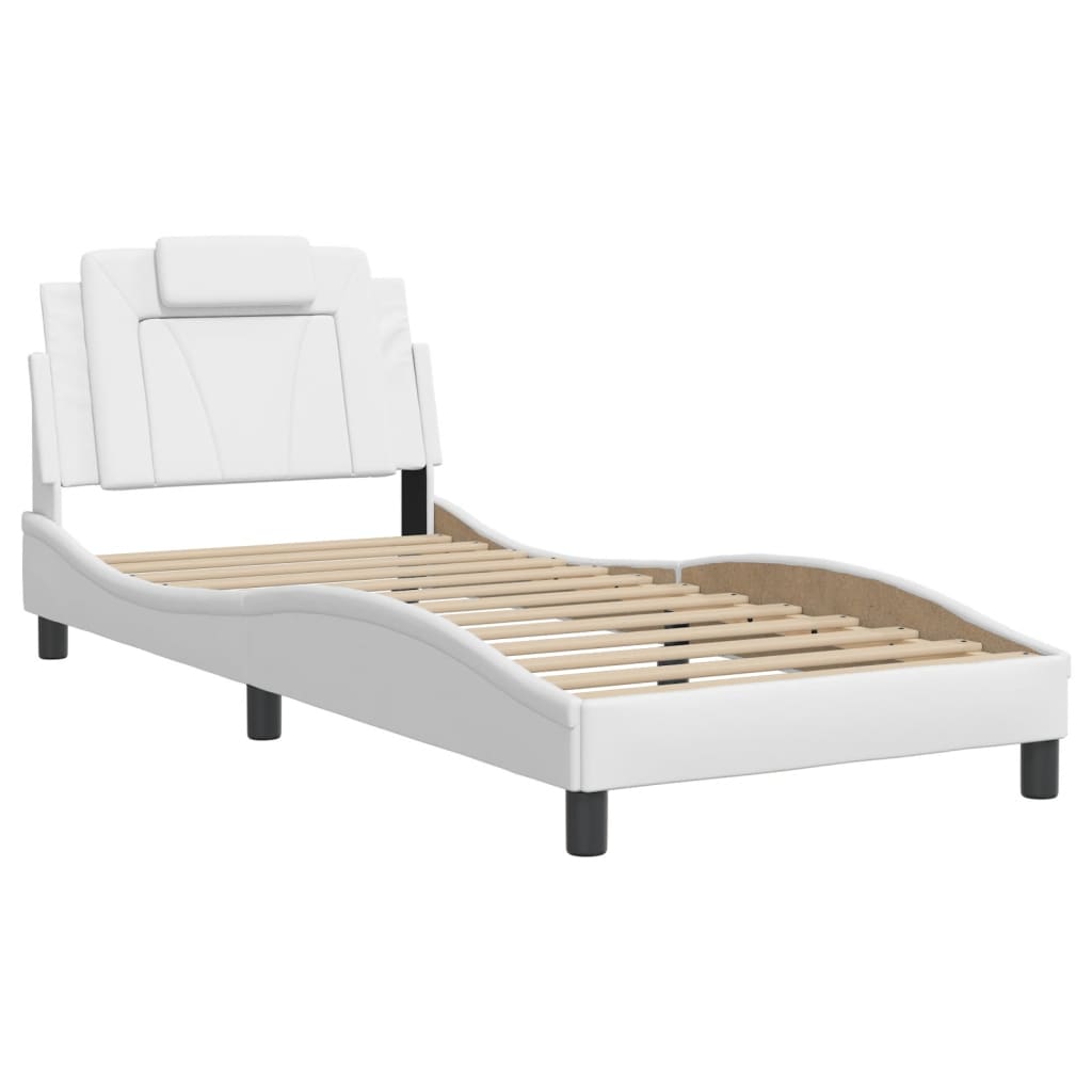 vidaXL Estructura de cama sin colchón cuero sintético blanco 90x190 cm