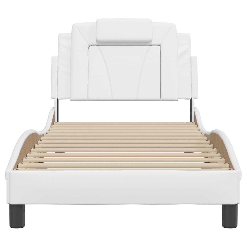 vidaXL Estructura de cama sin colchón cuero sintético blanco 90x190 cm