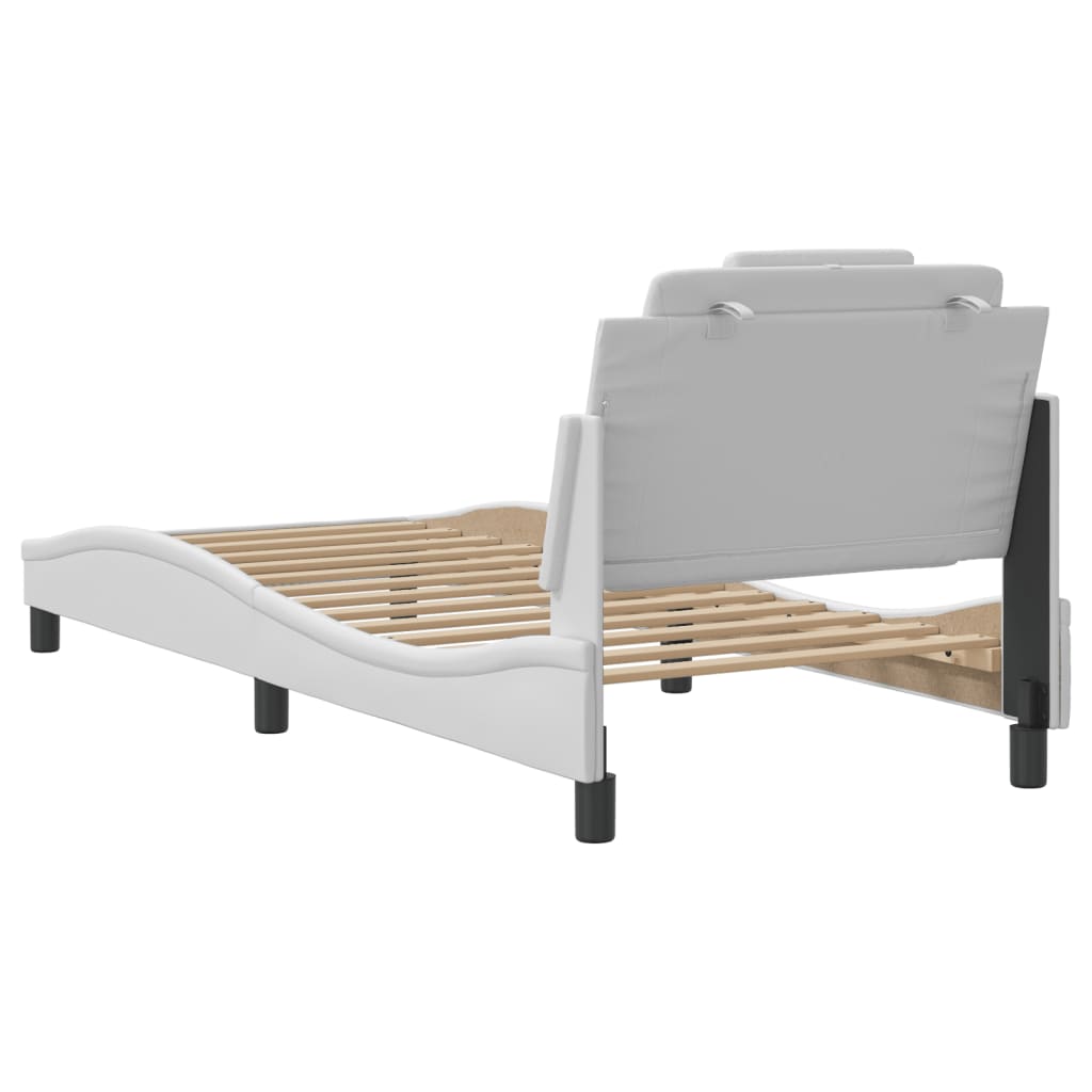 vidaXL Estructura de cama sin colchón cuero sintético blanco 90x190 cm