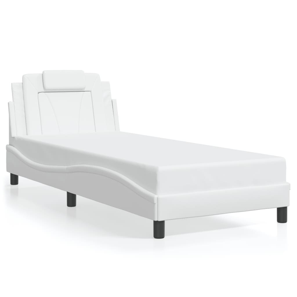 vidaXL Estructura de cama sin colchón cuero sintético blanco 90x190 cm