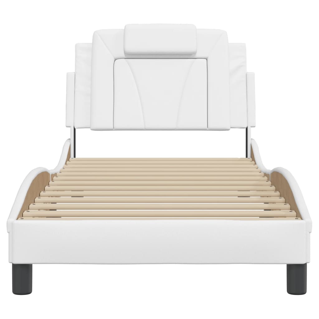 vidaXL Estructura de cama sin colchón cuero sintético blanco 90x200 cm