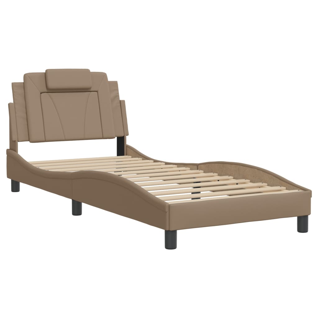 vidaXL Estructura cama sin colchón cuero sintético capuchino 90x200 cm