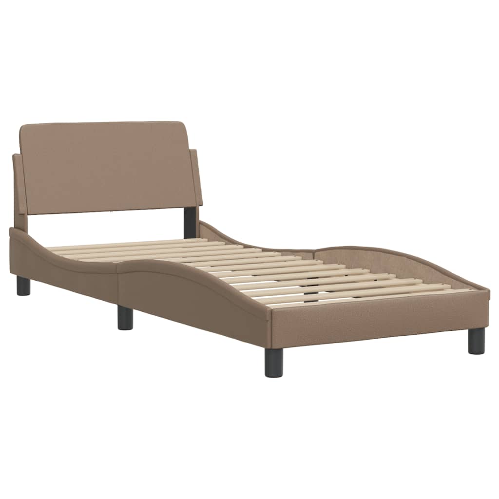 vidaXL Estructura cama sin colchón cuero sintético capuchino 90x200 cm