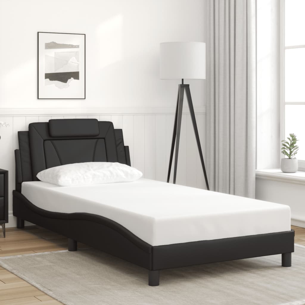 vidaXL Estructura de cama sin colchón cuero sintético negro 100x200 cm