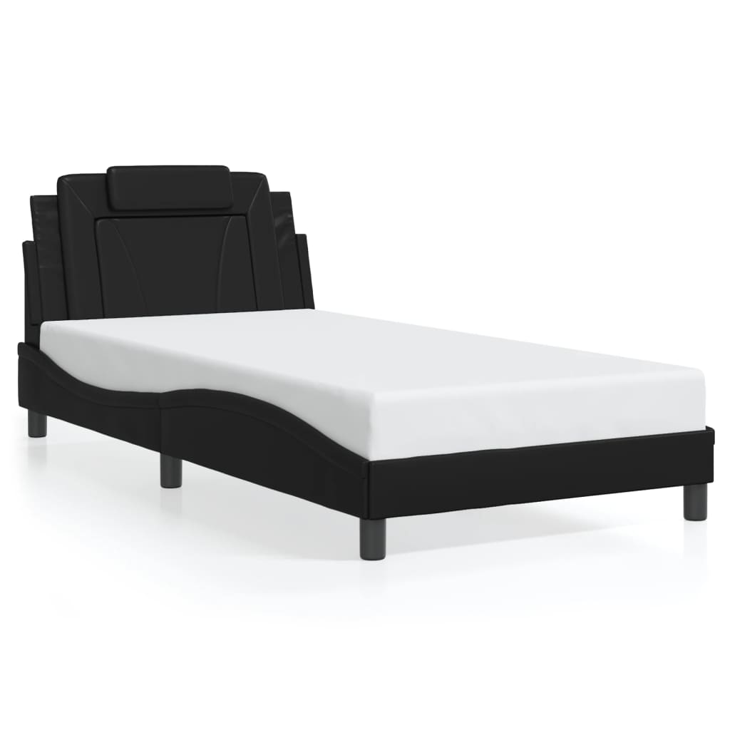 vidaXL Estructura de cama sin colchón cuero sintético negro 100x200 cm