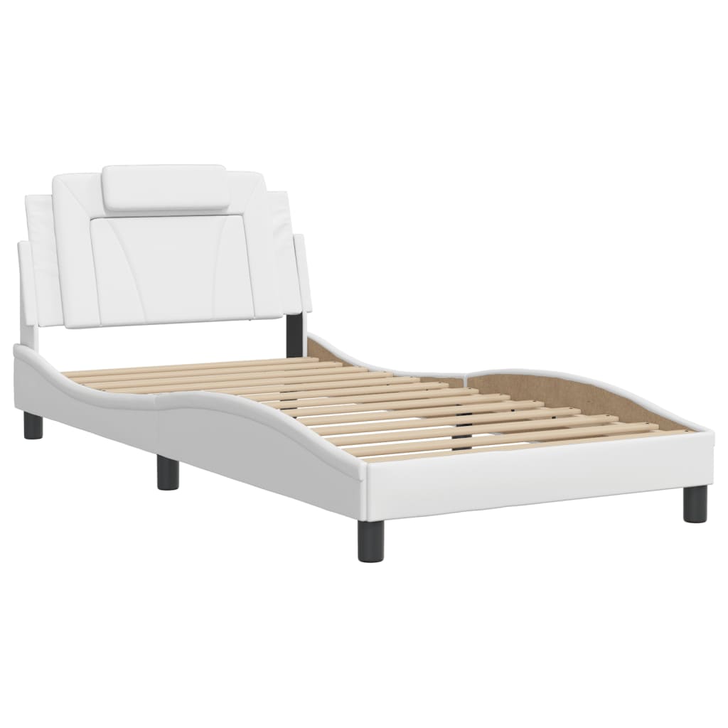 vidaXL Estructura de cama sin colchón cuero sintético blanco 100x200cm