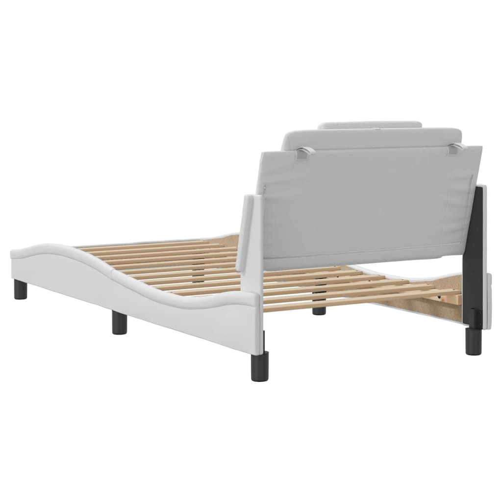 vidaXL Estructura de cama sin colchón cuero sintético blanco 100x200cm