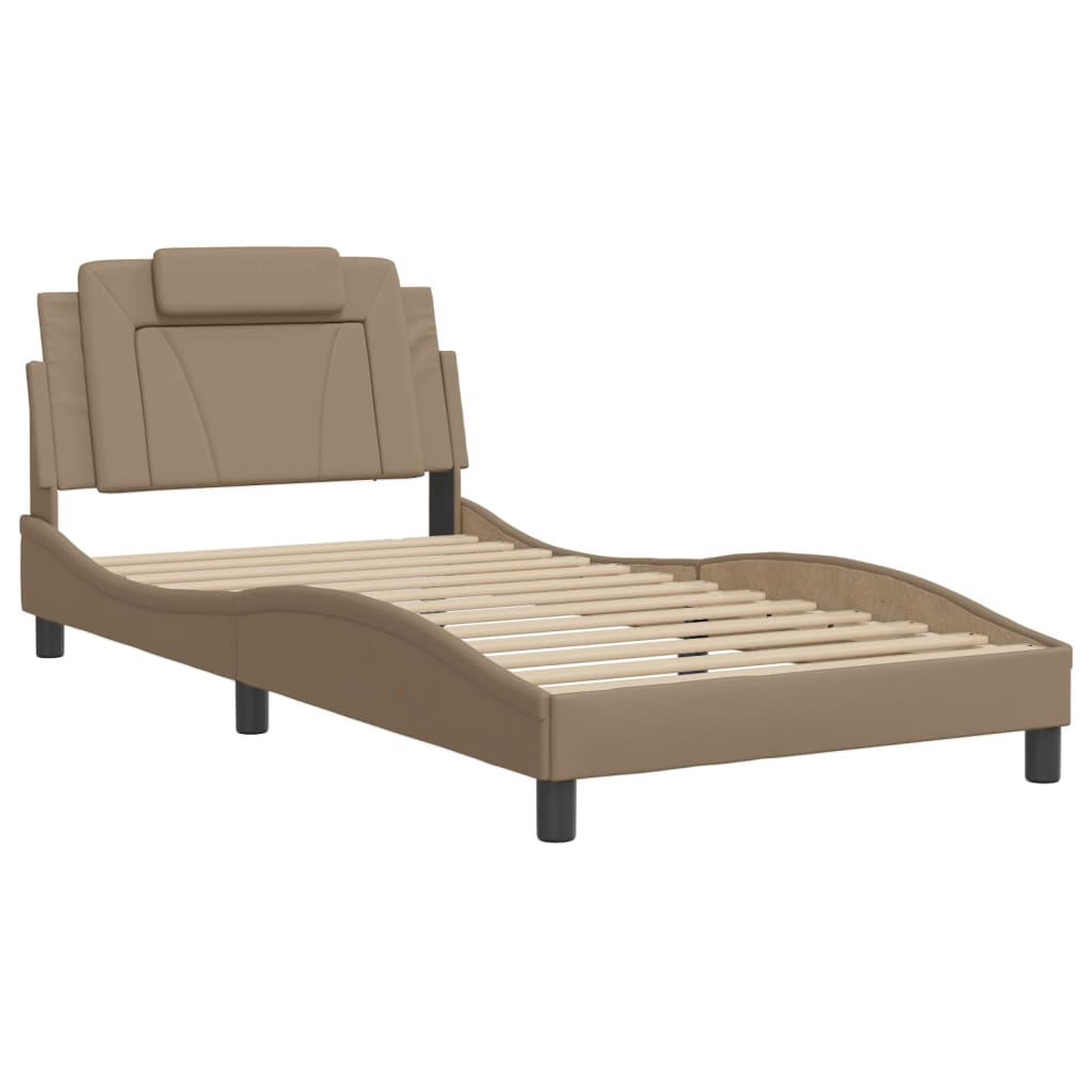 vidaXL Estructura de cama cabecero cuero sintético capuchino 100x200cm