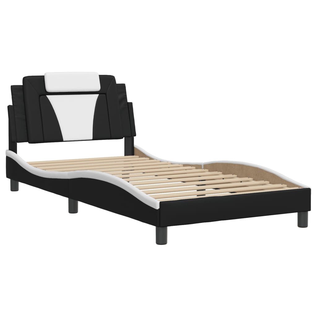 vidaXL Estructura de cama con cabecero cuero sintético negro y blanco