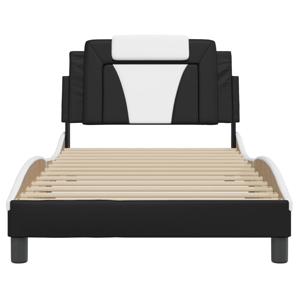 vidaXL Estructura de cama con cabecero cuero sintético negro y blanco