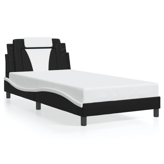 vidaXL Estructura de cama con cabecero cuero sintético negro y blanco