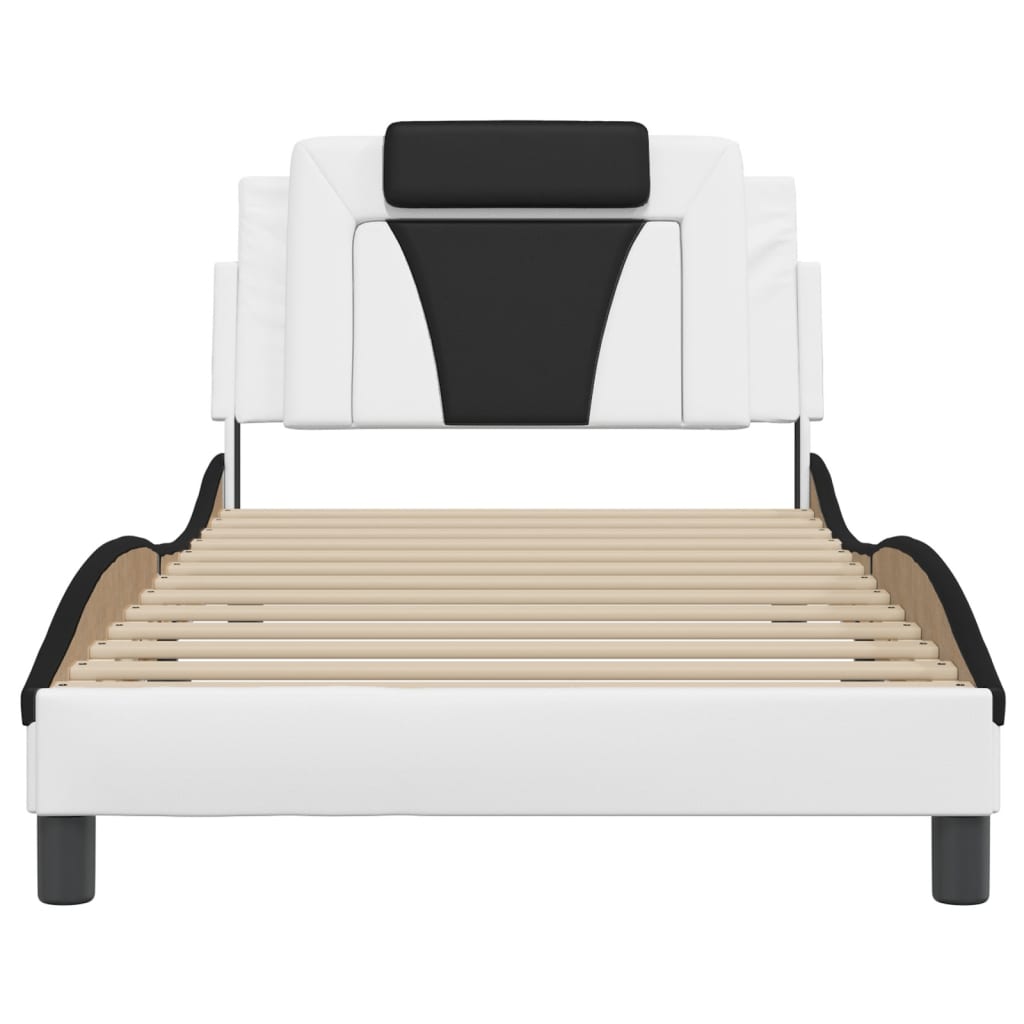 vidaXL Estructura de cama con cabecero cuero sintético blanco y negro