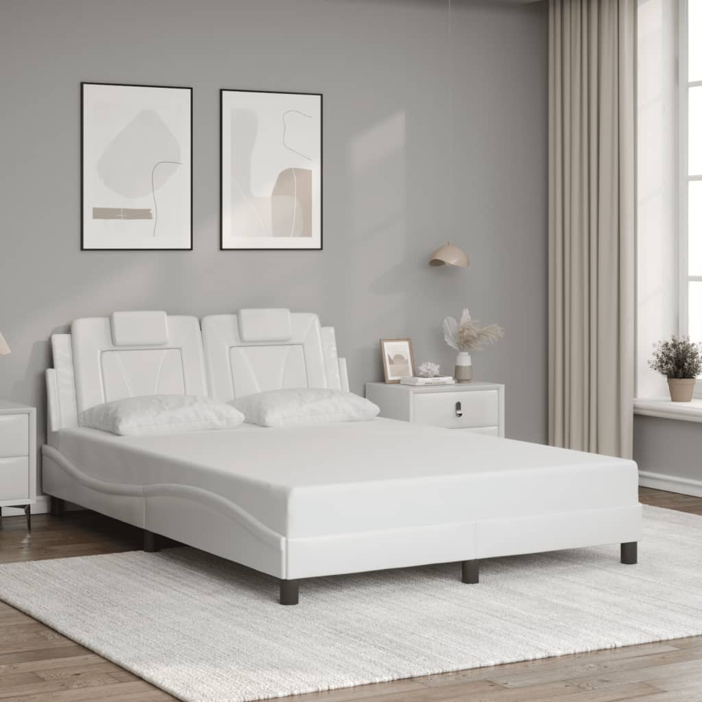 vidaXL Estructura de cama sin colchón cuero sintético blanco 120x200cm