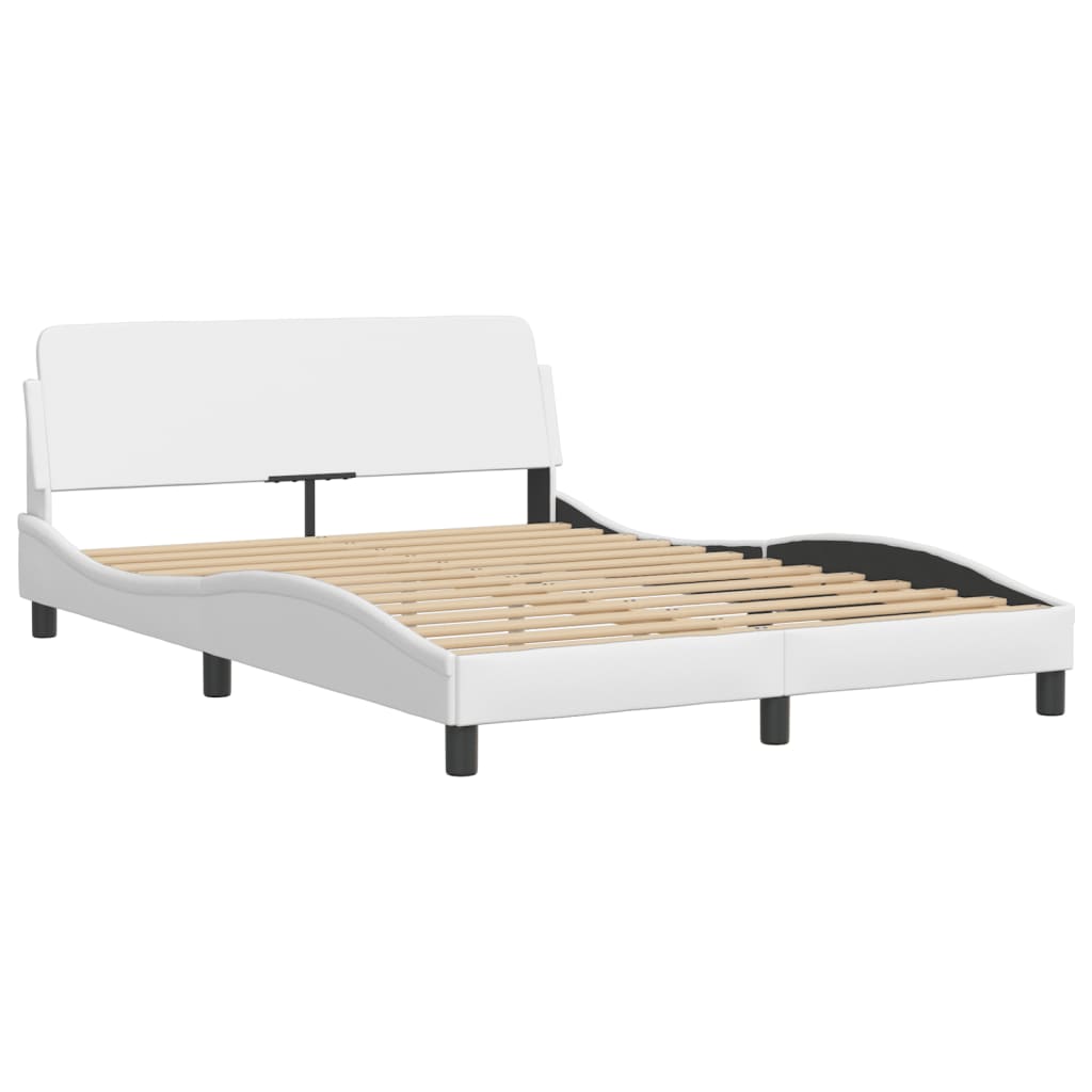 vidaXL Estructura de cama sin colchón cuero sintético blanco 120x200cm