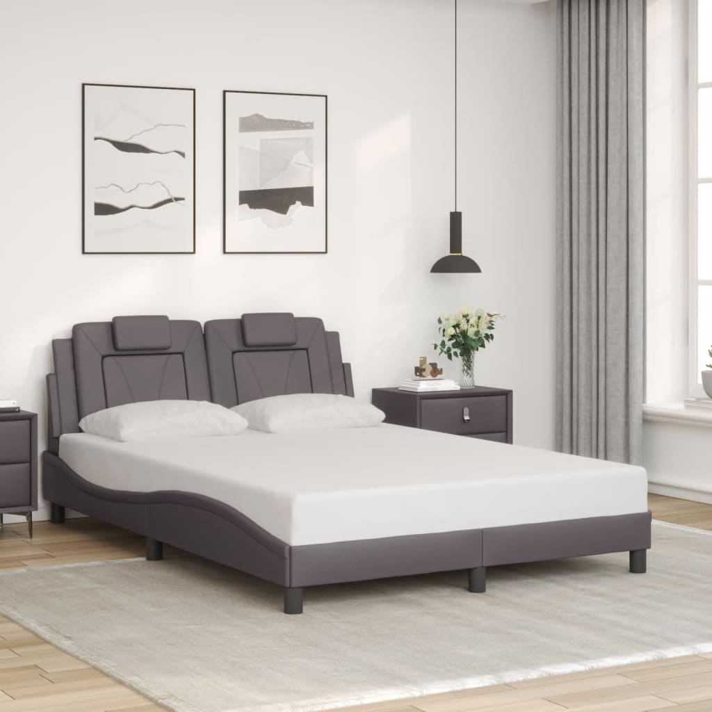 vidaXL Estructura de cama sin colchón cuero sintético gris 120x200 cm