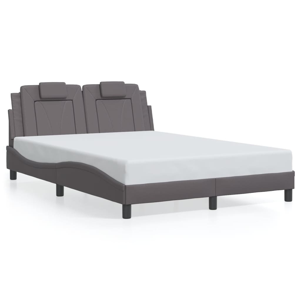 vidaXL Estructura de cama sin colchón cuero sintético gris 120x200 cm