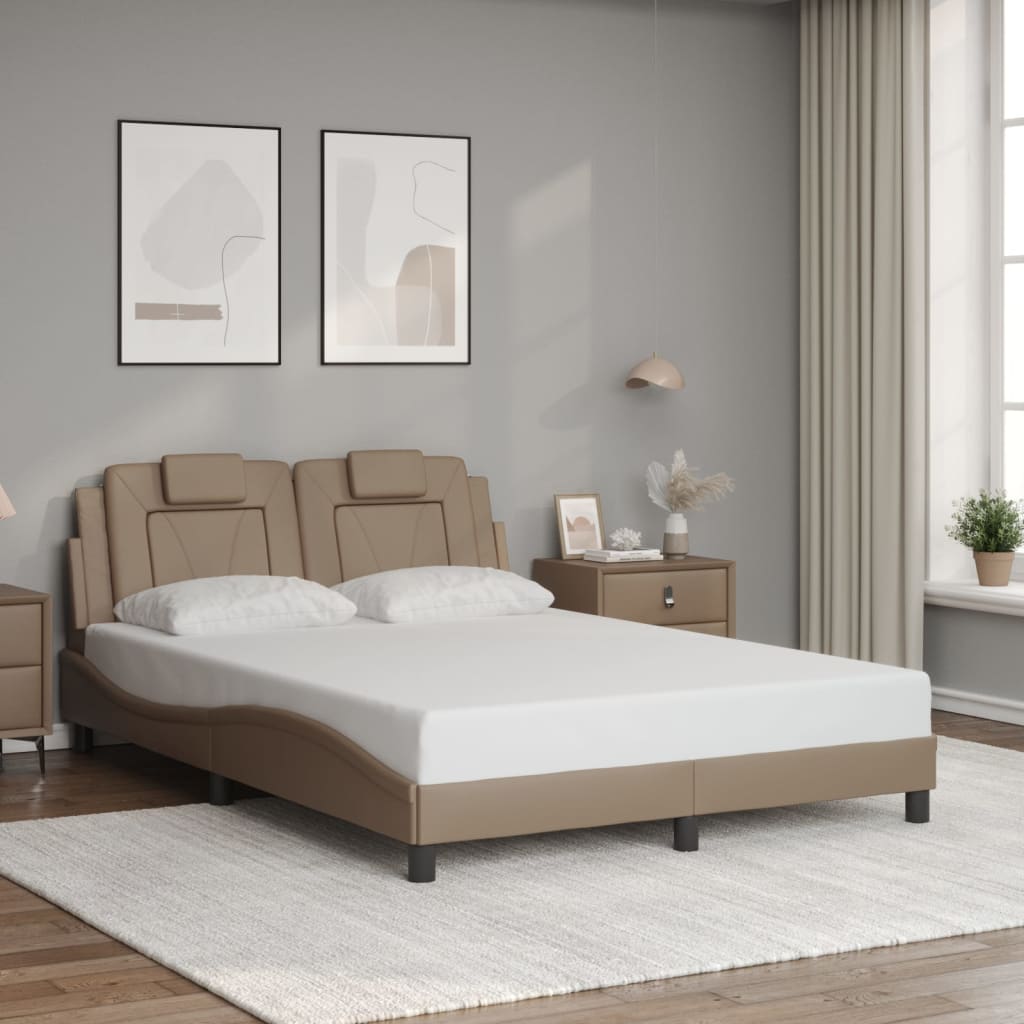 vidaXL Estructura cama sin colchón cuero sintético capuchino 120x200cm