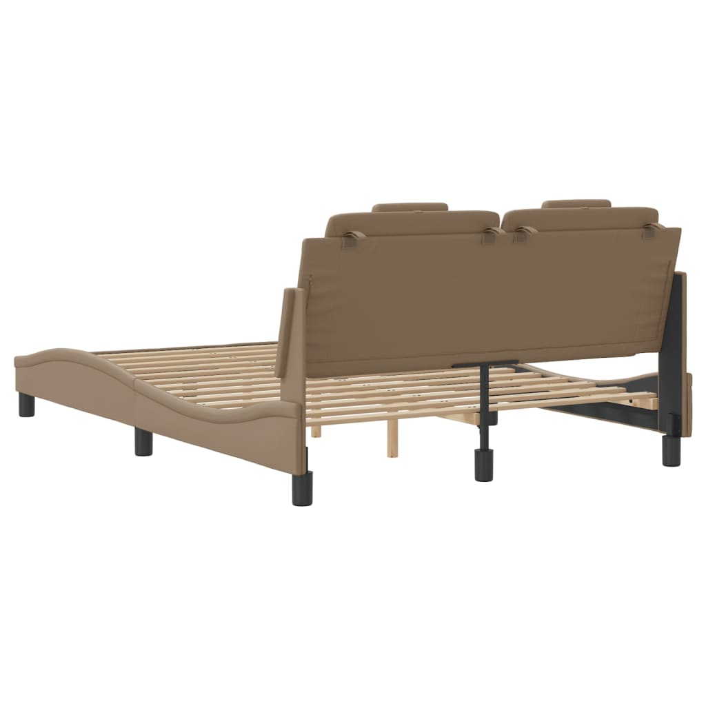 vidaXL Estructura cama sin colchón cuero sintético capuchino 120x200cm