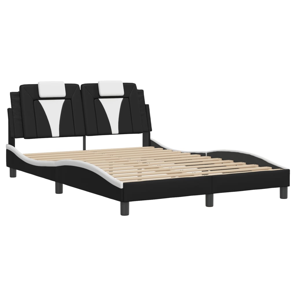 vidaXL Estructura cama cabecero cuero sintético negro blanco 120x200cm