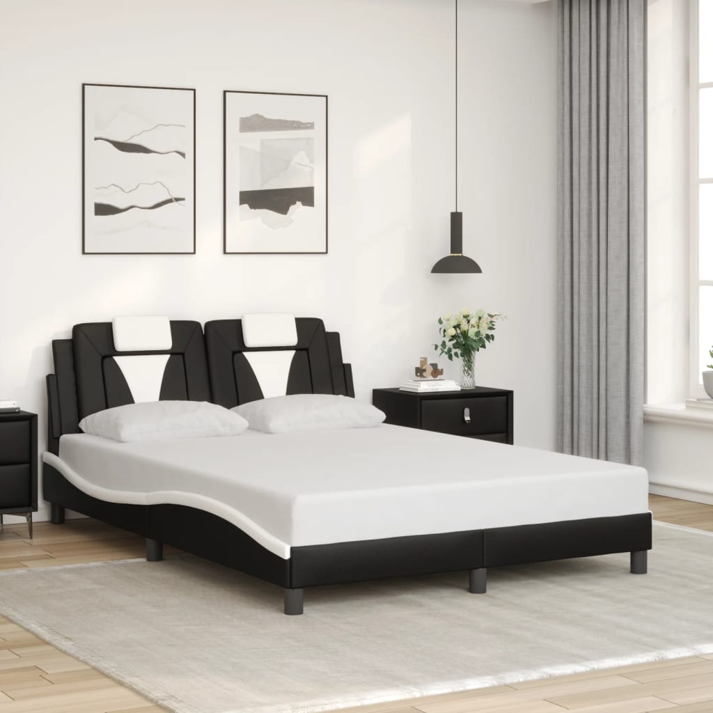 vidaXL Estructura cama cabecero cuero sintético negro blanco 120x200cm