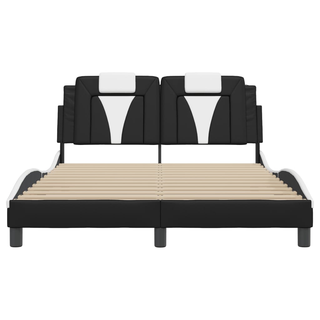 vidaXL Estructura cama cabecero cuero sintético negro blanco 120x200cm