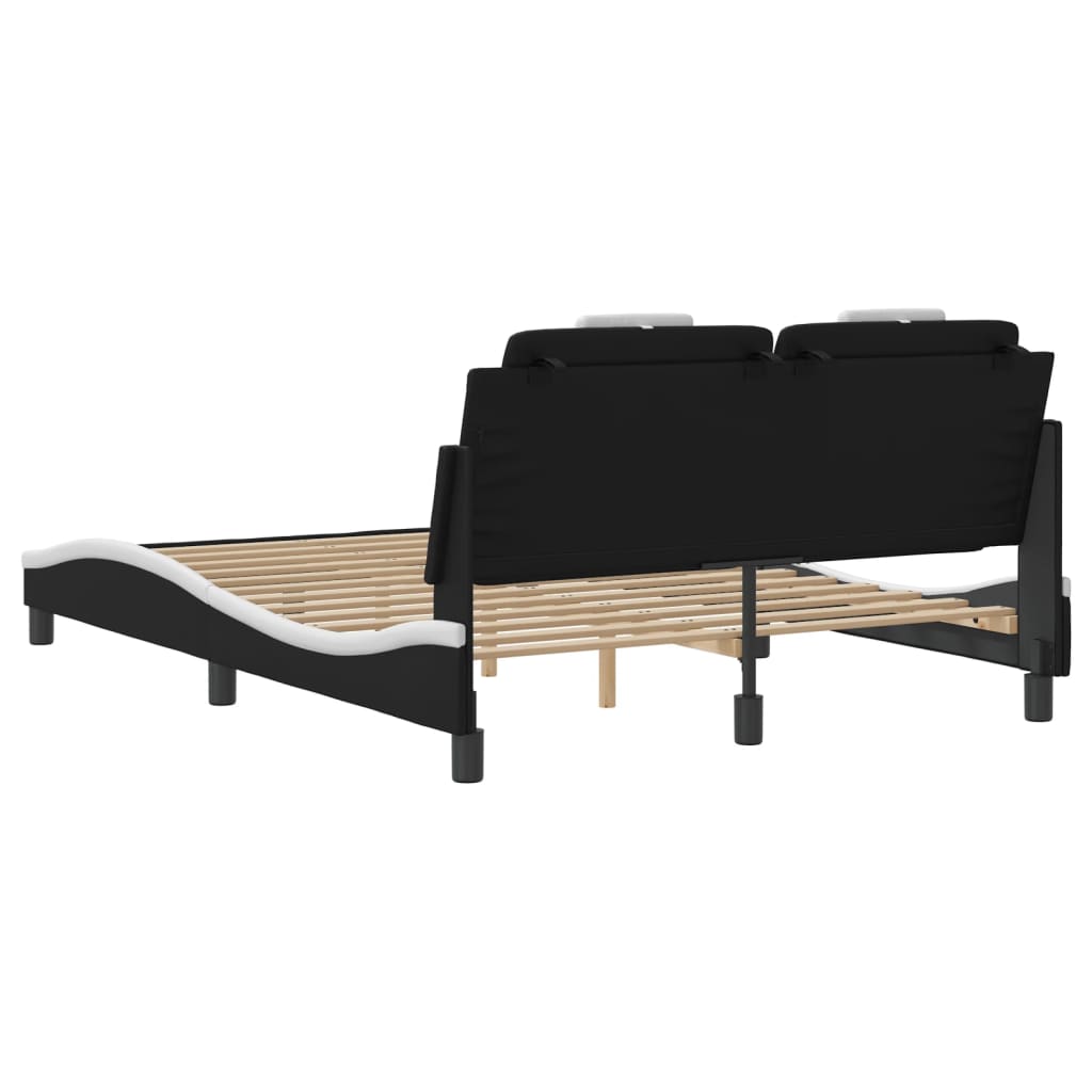 vidaXL Estructura cama cabecero cuero sintético negro blanco 120x200cm