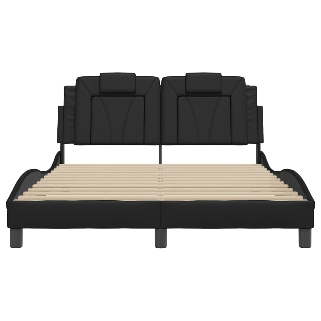 vidaXL Estructura de cama sin colchón cuero sintético negro 140x190 cm