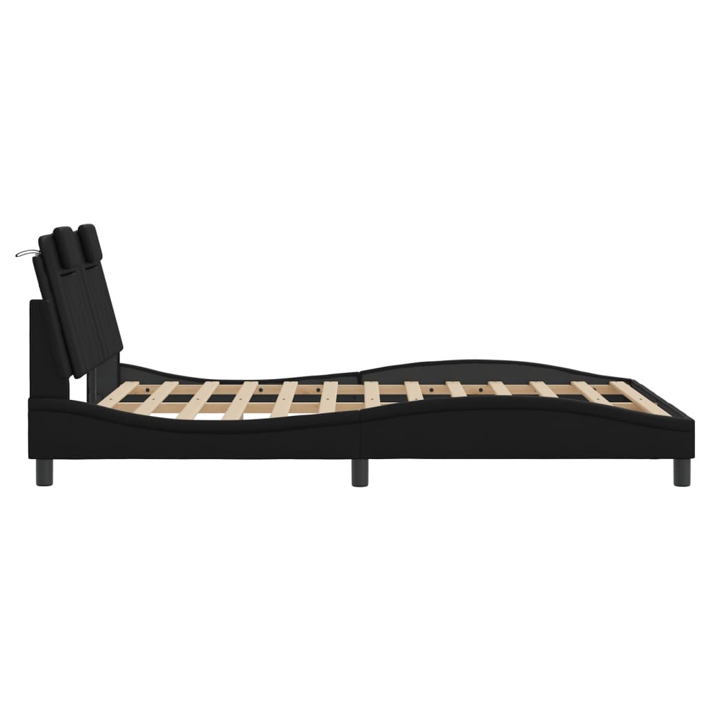 vidaXL Estructura de cama sin colchón cuero sintético negro 140x190 cm