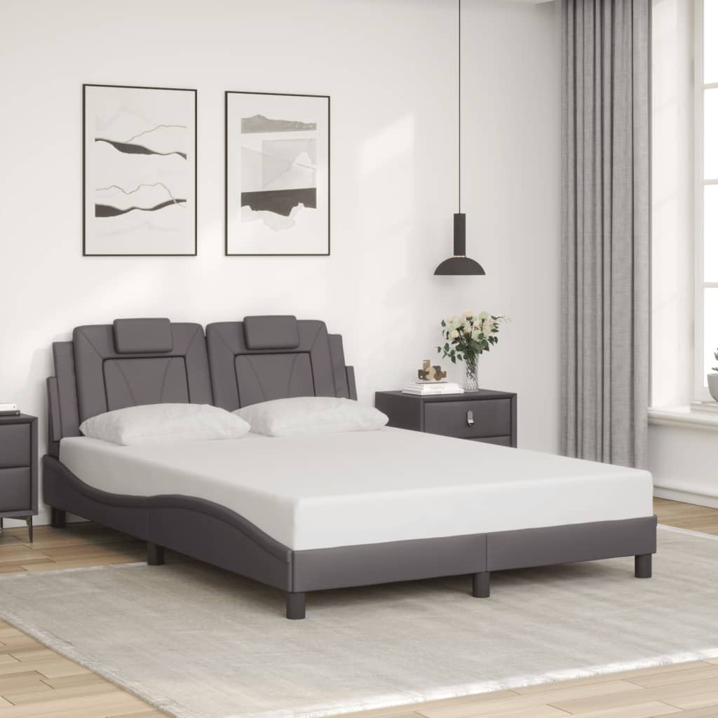 vidaXL Estructura de cama sin colchón cuero sintético gris 140x190 cm