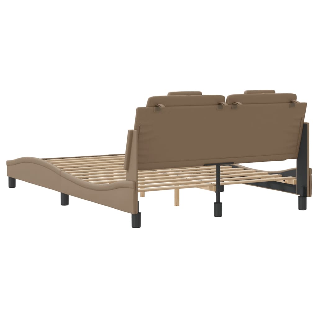 vidaXL Estructura cama sin colchón cuero sintético capuchino 140x200cm