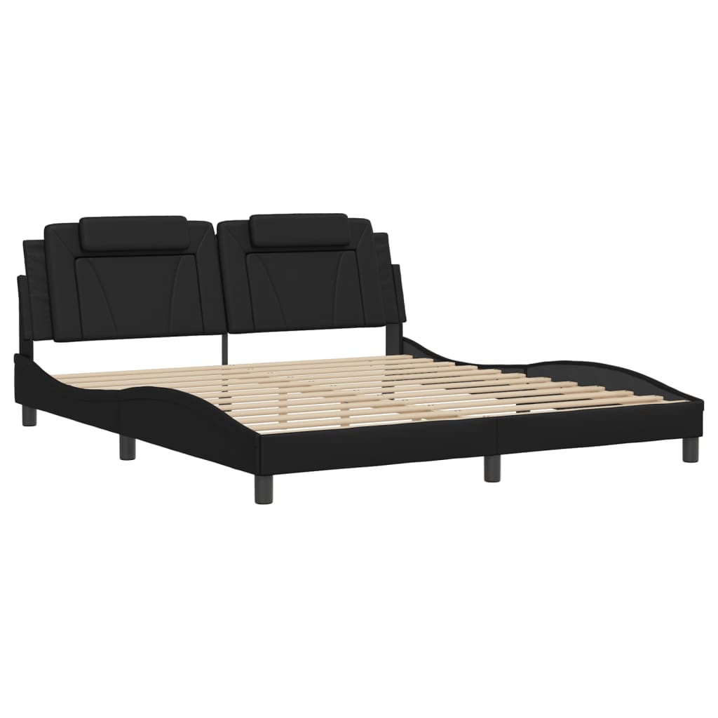 vidaXL Estructura de cama sin colchón cuero sintético negro 180x200 cm