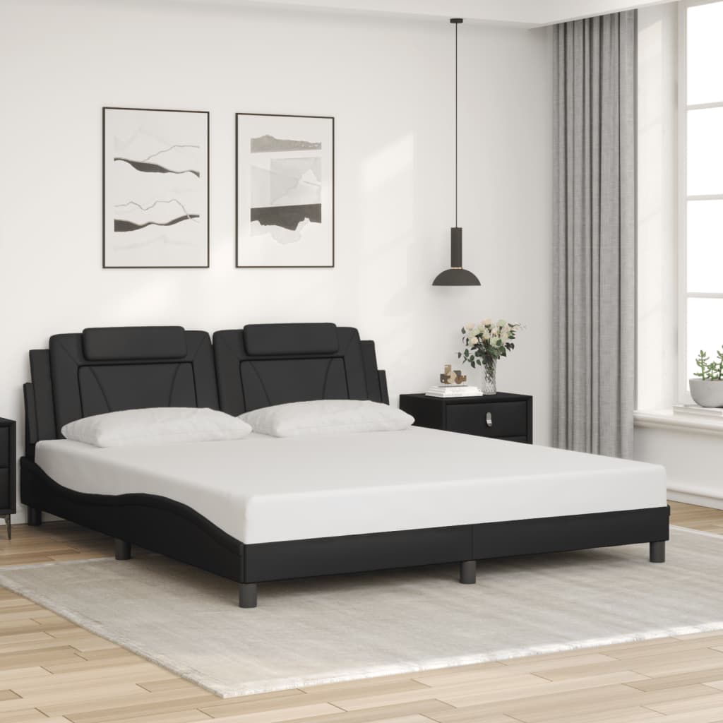 vidaXL Estructura de cama sin colchón cuero sintético negro 180x200 cm