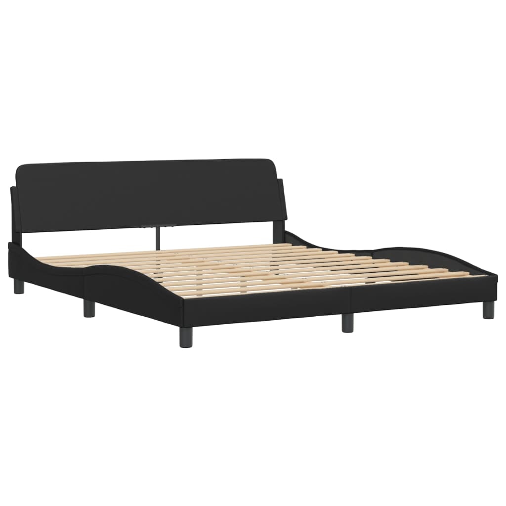 vidaXL Estructura de cama sin colchón cuero sintético negro 180x200 cm