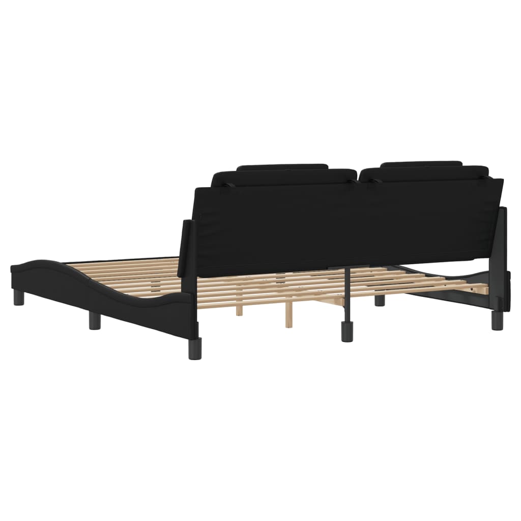 vidaXL Estructura de cama sin colchón cuero sintético negro 180x200 cm