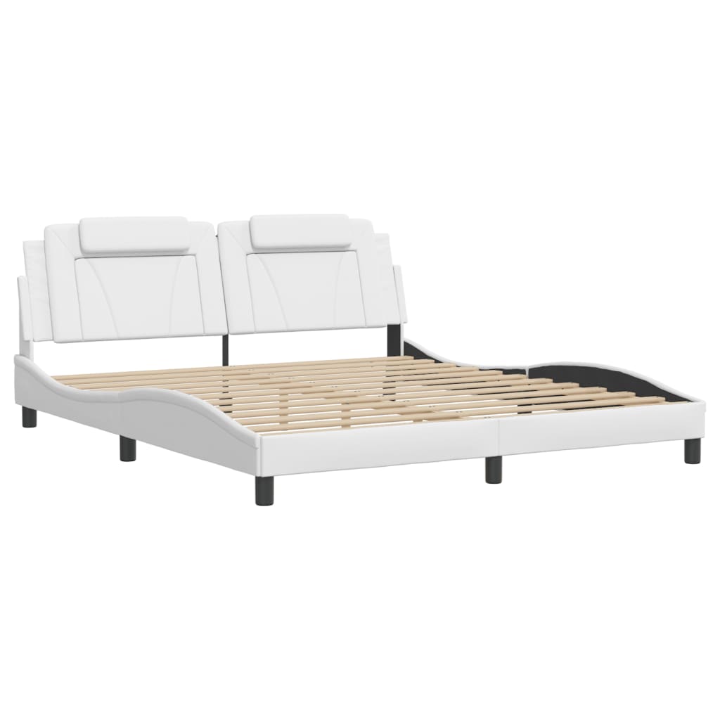 vidaXL Estructura de cama sin colchón cuero sintético blanco 180x200cm